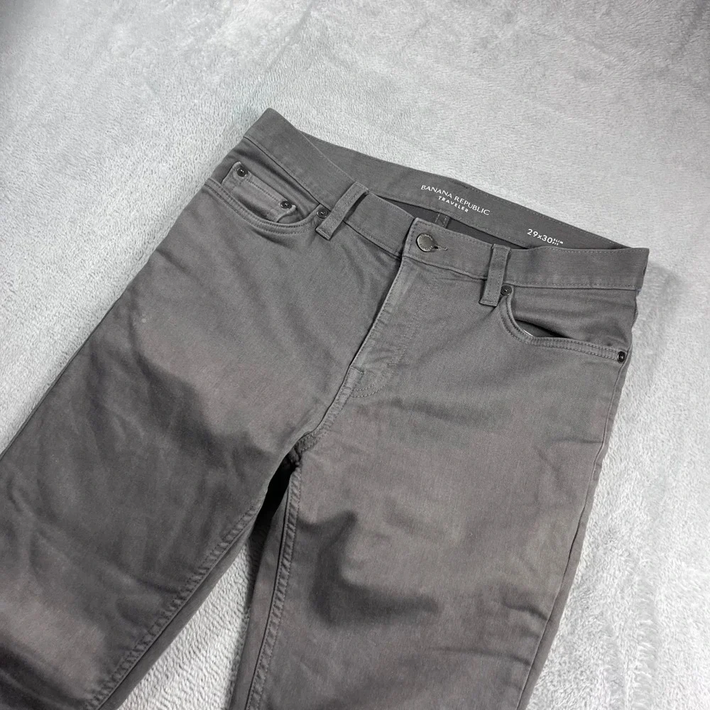 Banana Republic Traveler Slim Fit Pants Mens 29x30 Gray 5-Pocket Casual Chino